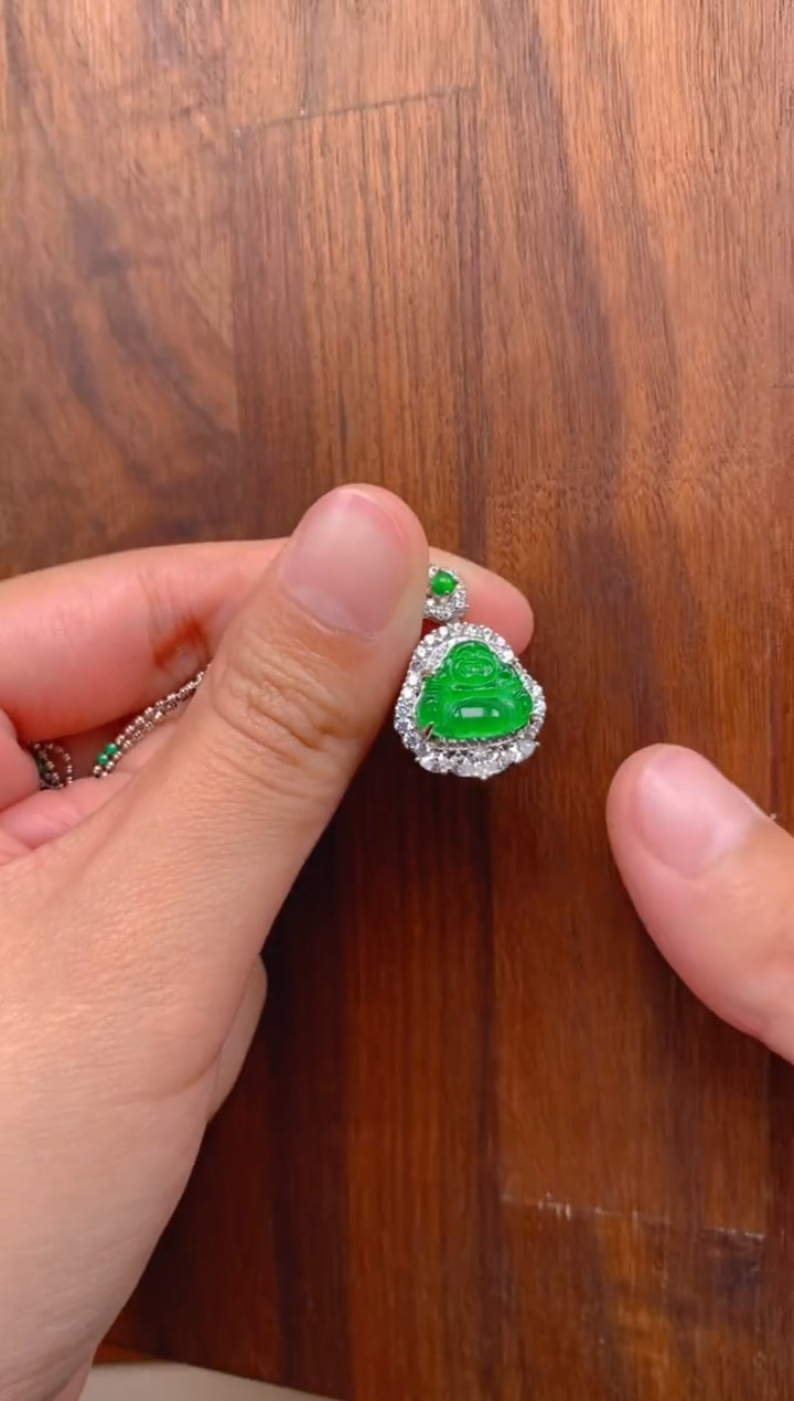 【闪购商品】翡翠吊坠(不含链)银S925镶嵌银色佛公