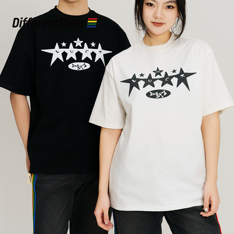 DifferentRiver2025秋冬-简约休闲立体印花T恤