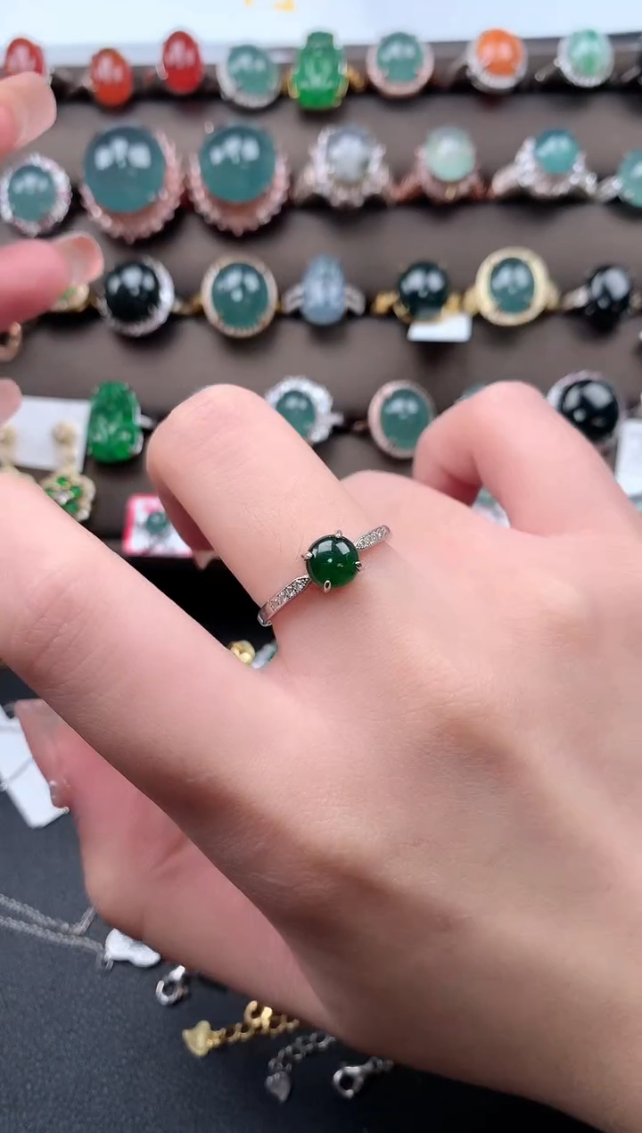 【闪购商品】翡翠戒指银S925镶嵌52141