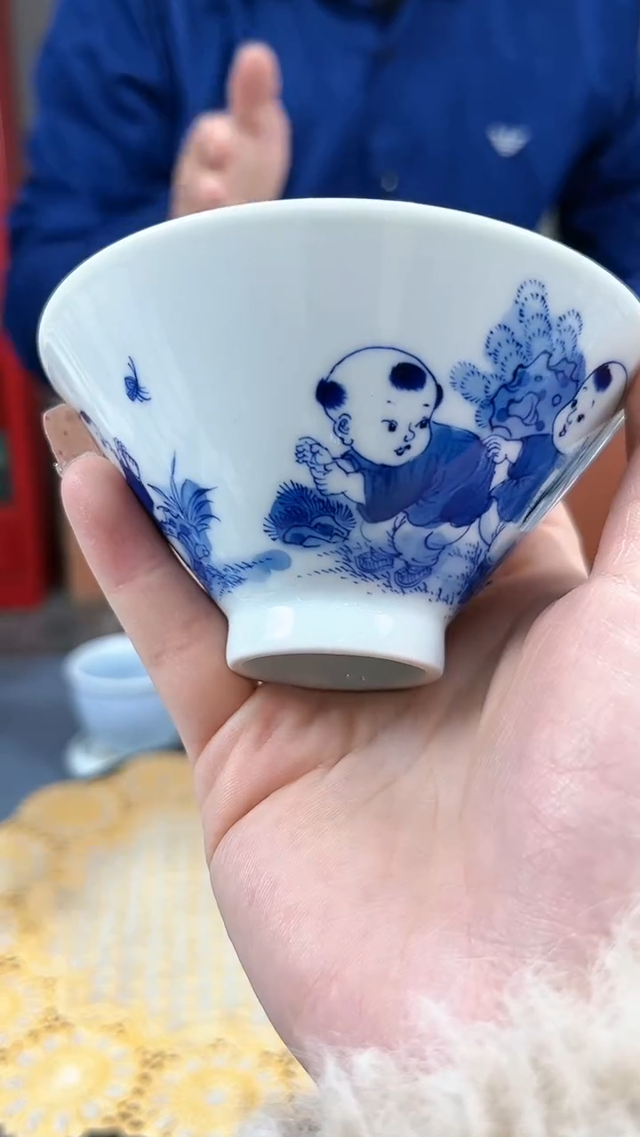 【闪购商品】官窑瓷画院647官窑瓷画院童子斗笠杯