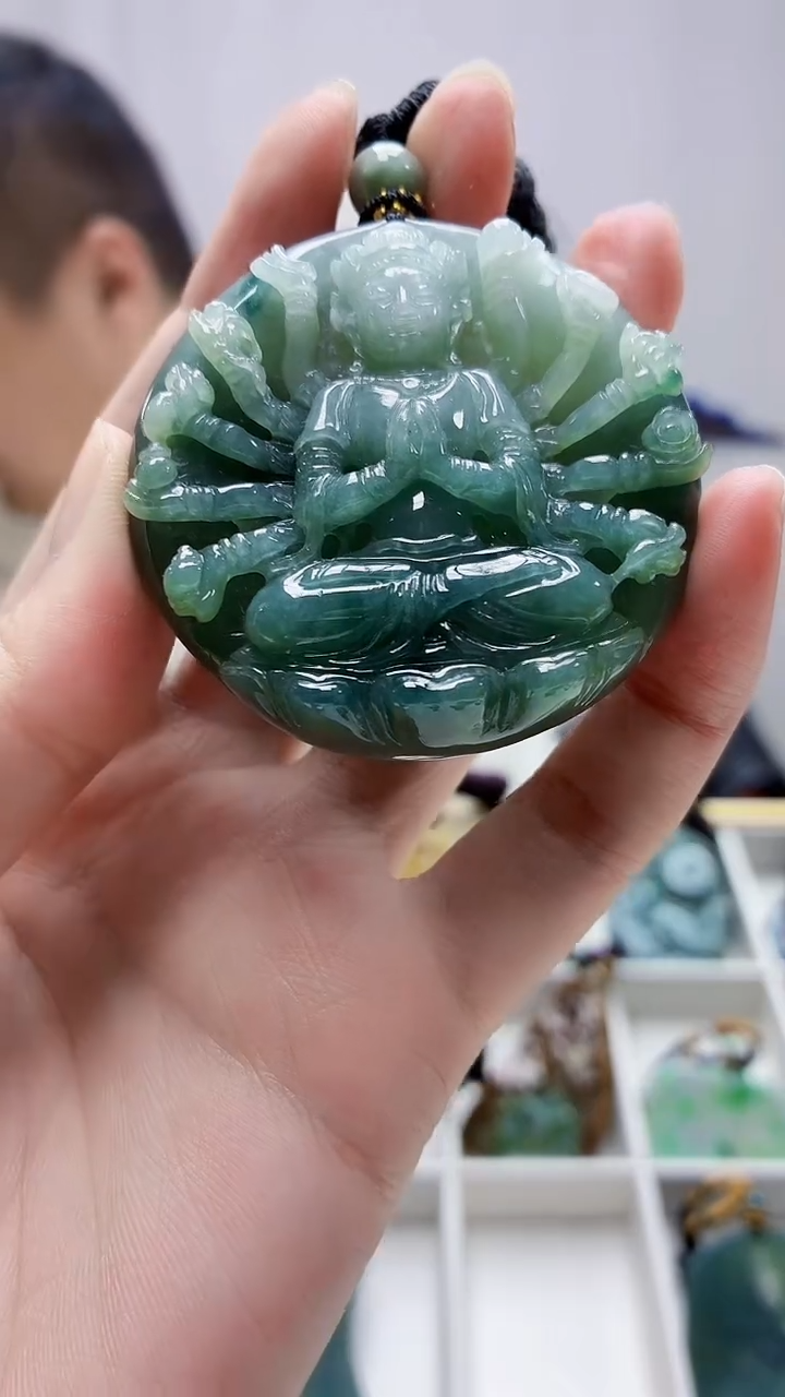 未镶嵌定制翡翠4898zm-毛货挂件千手78