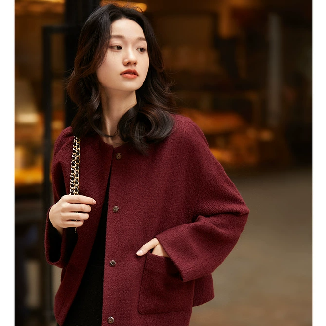 笑涵阁 "温暖加法"御寒保暖锁温加厚气质小香棉服外套MYA860278VG