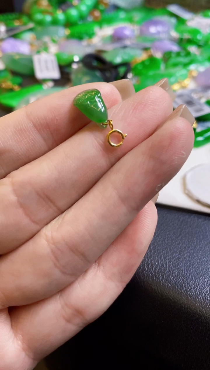 【闪购商品】定制翡翠18K金镶嵌滴流