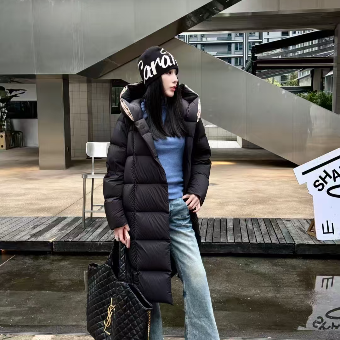 2025年冬季大促时尚简约设计师白鸭绒羽绒服加厚韩版连帽外套女