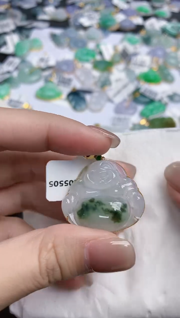 【闪购商品】翡翠颈饰18K金镶嵌天然缅甸翡翠A货