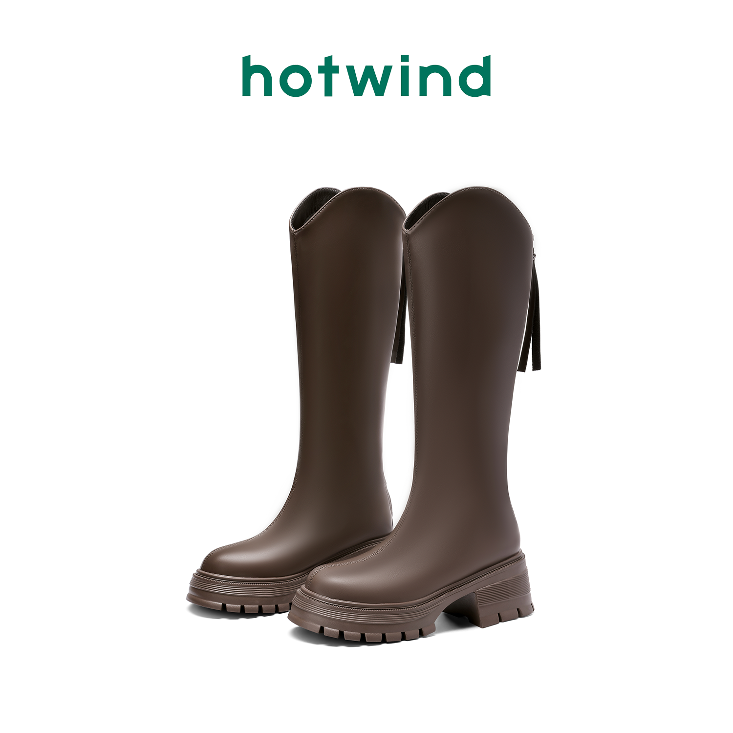 Hotwind/热风时装靴英伦风厚底骑士靴冬季保暖通勤风H85W3Y03