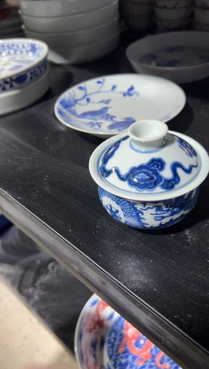 瓷片 龙 盖碗        