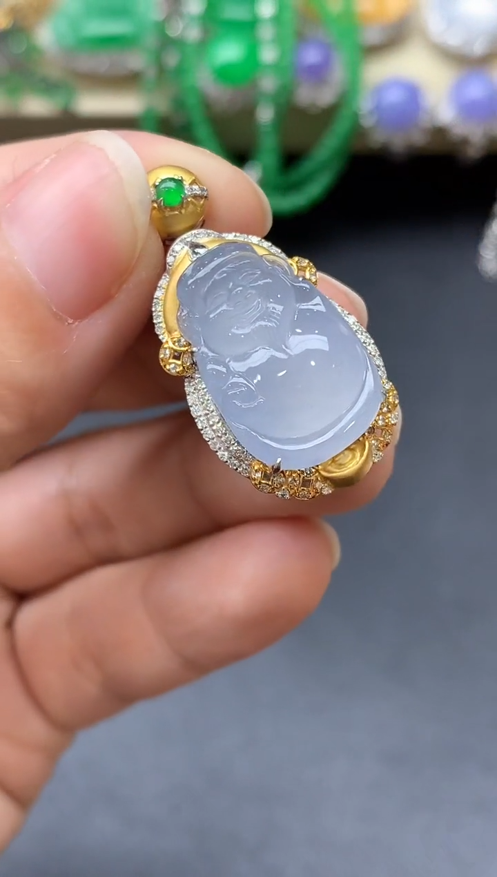 翡翠18K金镶嵌颈饰615-中国好珍宝