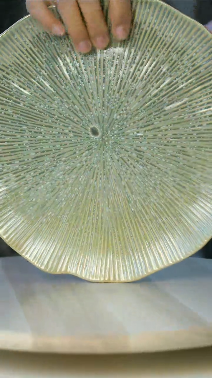 陶瓷微瑕窑变春潮22cm牛排盘@4-2@