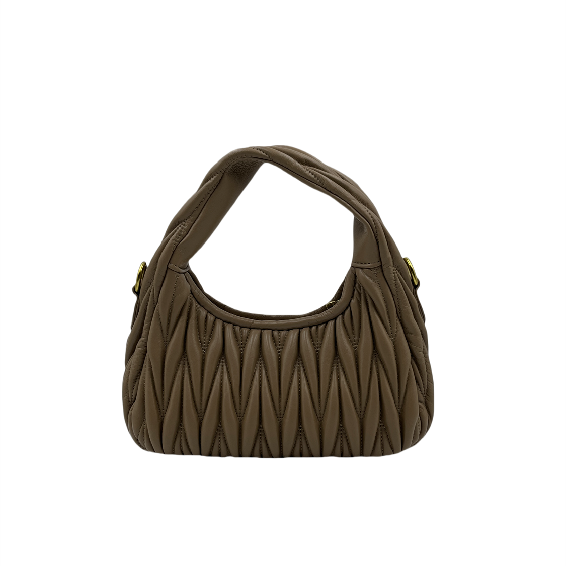 LQ-刘浩存同款-褶皱手提hobo-棕色-10669