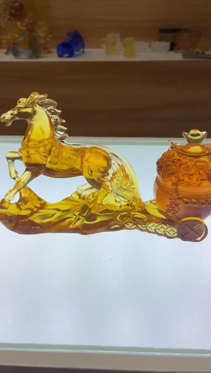 琉璃手工艺品古法琉璃马上有钱摆件