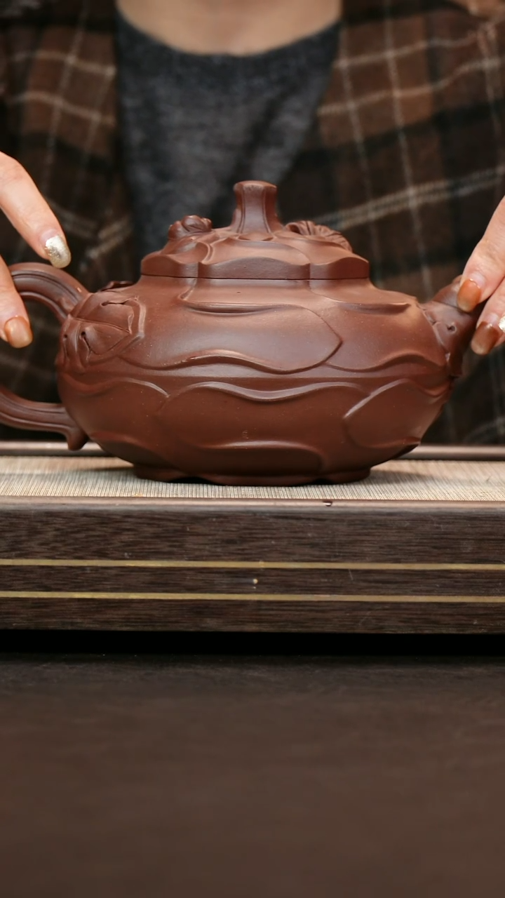 茶壶紫砂原矿天青泥暗肝色 风卷葵