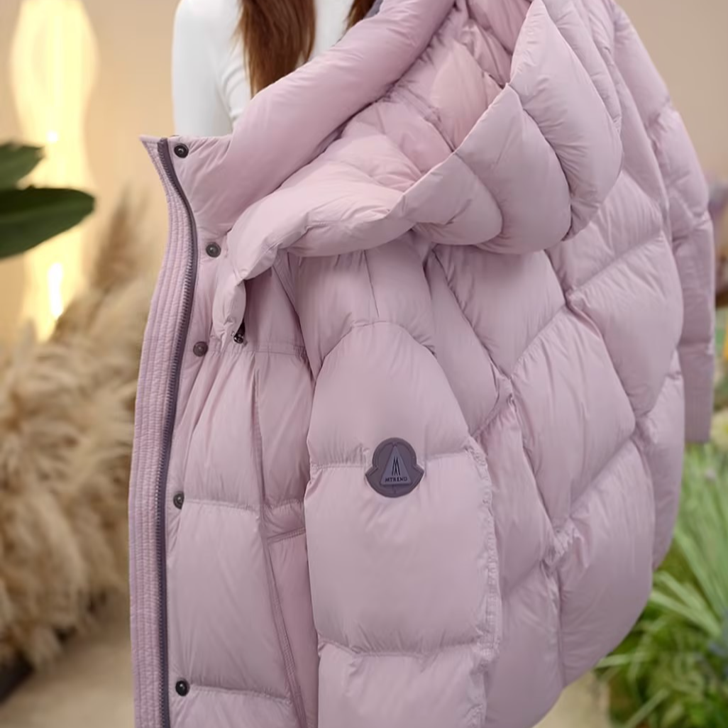 【ss甄选大朵绒】时尚百搭气质洋气保暖设计师女士连帽羽绒服