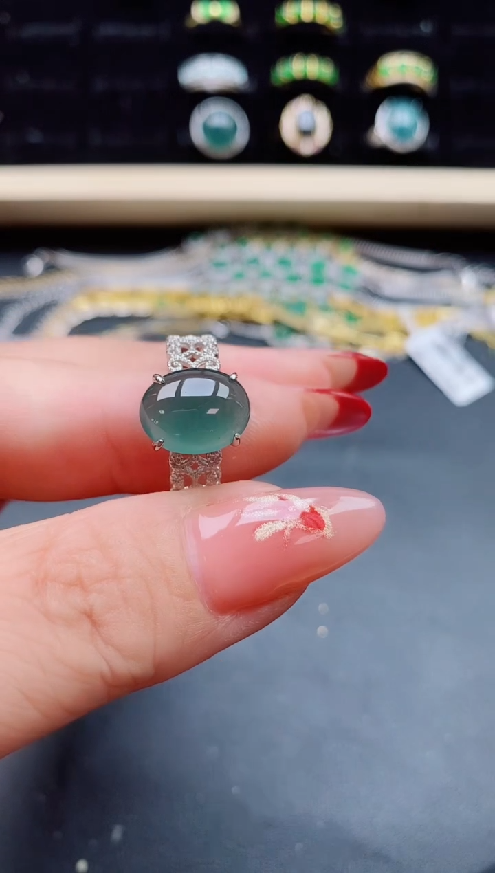 【闪购商品】翡翠戒指银S925镶嵌5080550