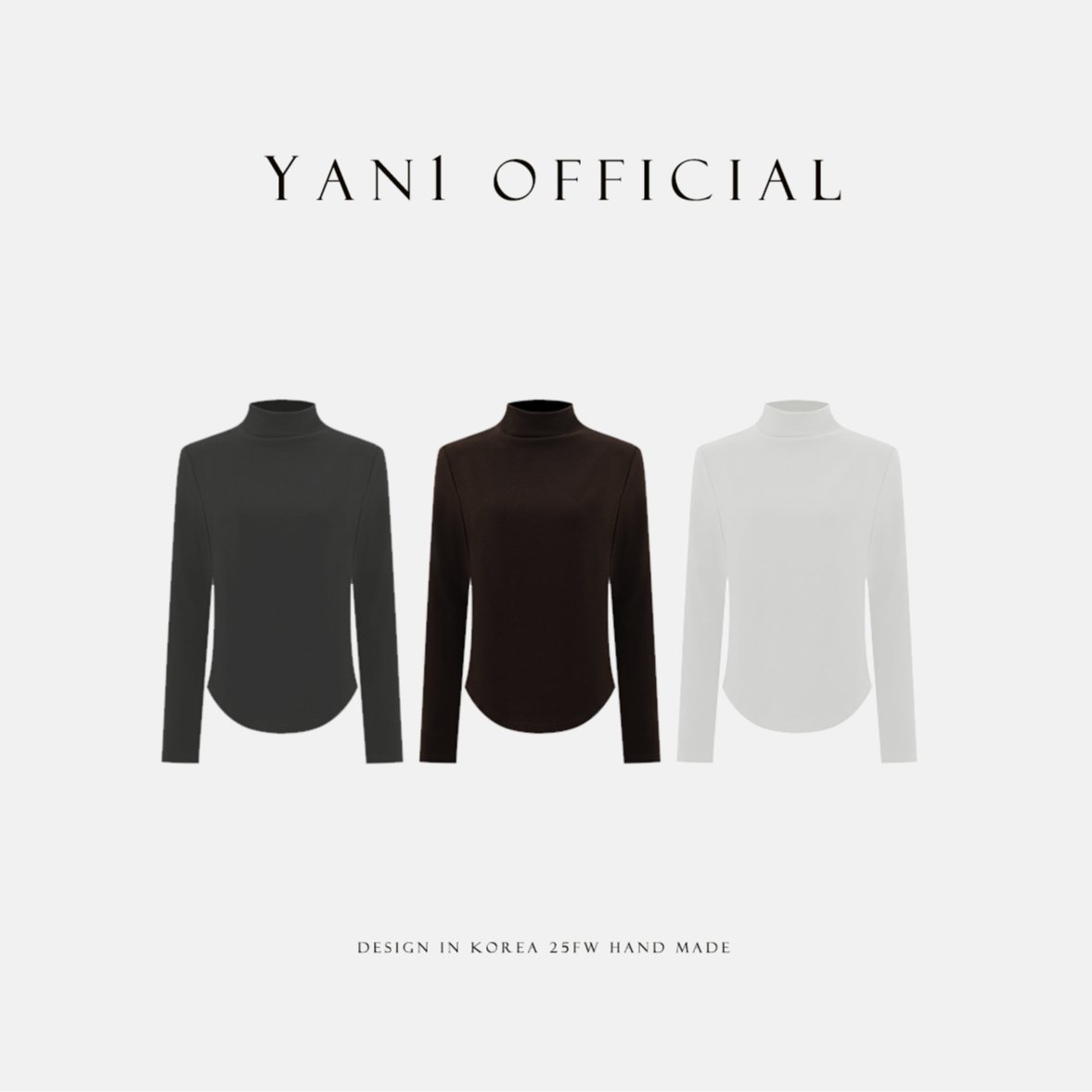 Yan1Design/妍妍【咖色打底】25秋冬半高领设计感加厚磨毛打底衫