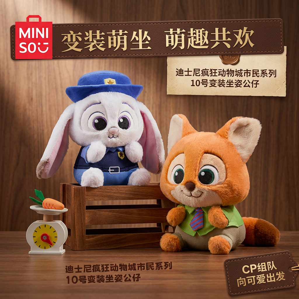 【疯狂动物城联名】名创优品迪士尼周边玩具电影联名市民系列变装