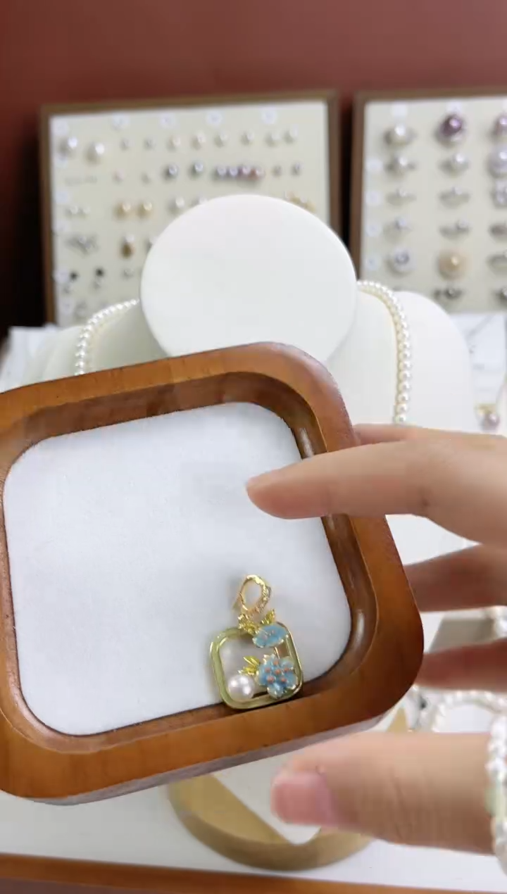 淡水珍珠合金吊坠(不含链)方形镂空珍珠万能扣吊坠