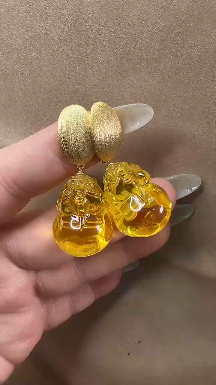 琥珀颈饰未镶嵌耳环