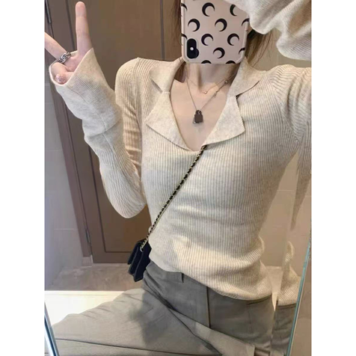 大码女装2025秋装新款宽松针织衫上衣胖m显瘦百搭毛衣打底衫70027