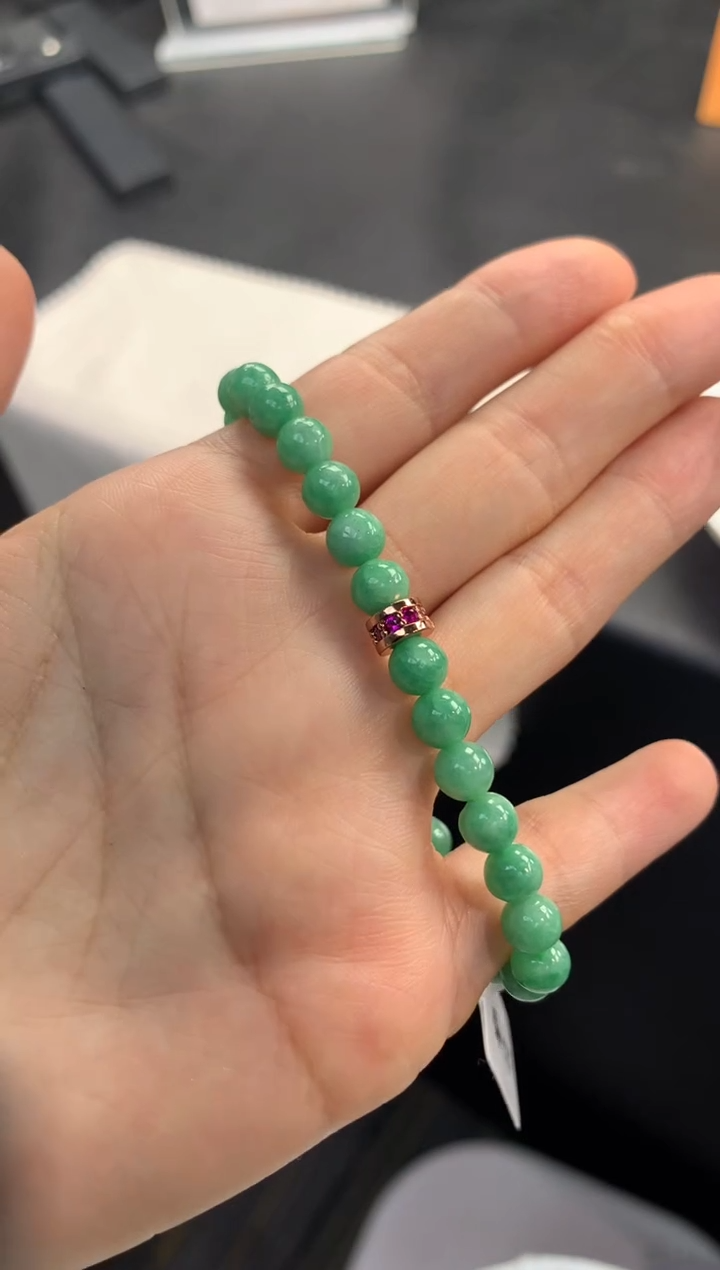 未镶嵌翡翠手链FC361 翡翠满绿手串 多样性发其一