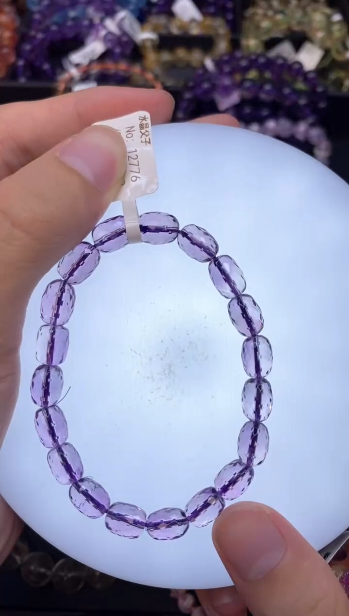 未镶嵌手串水晶A45紫水桶珠随形