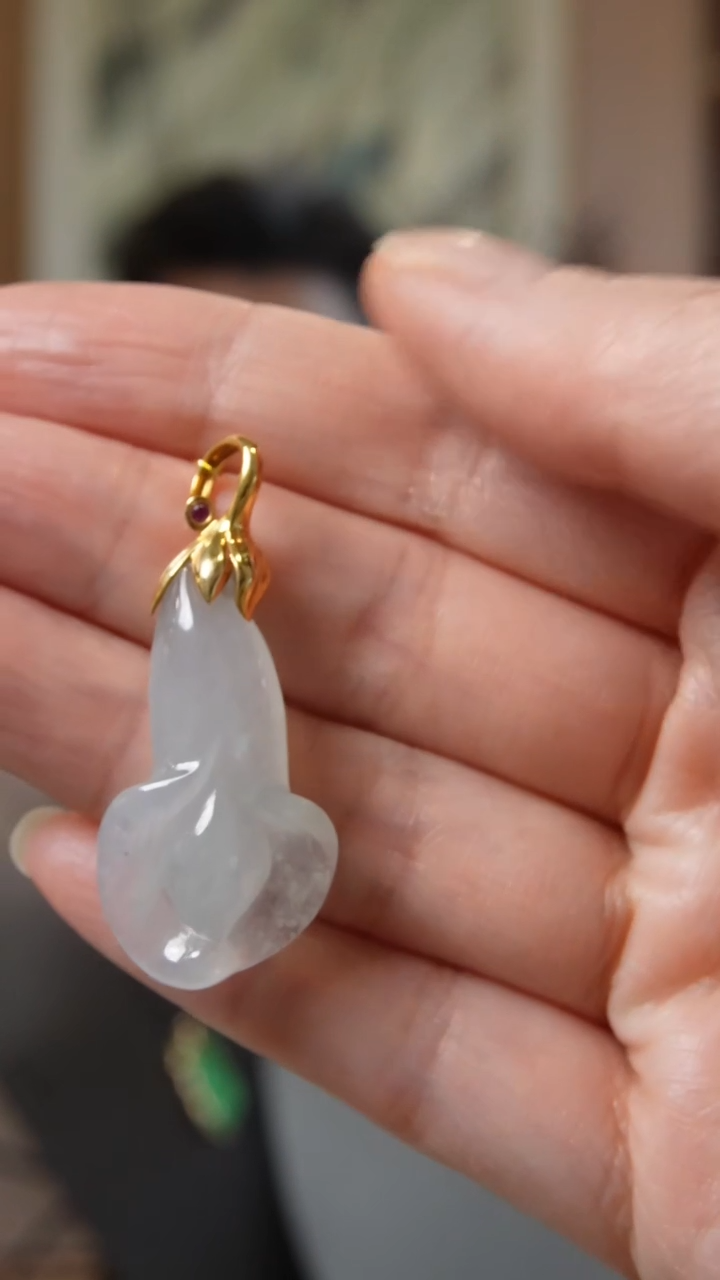 【闪购商品】翡翠颈饰18K金镶嵌天然缅甸翡翠吊坠