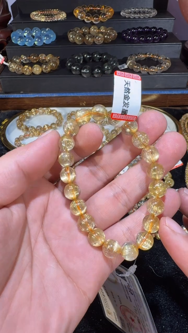 未镶嵌手串发晶SJ-653金发晶9m+