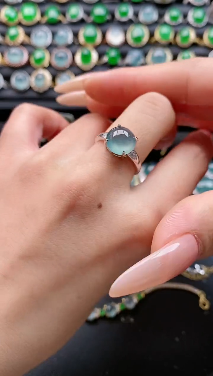 【闪购商品】翡翠戒指银S925镶嵌111111