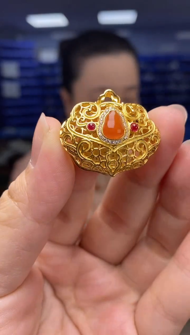 吊坠(不含链)银S925镶嵌南红玛瑙DZ6921