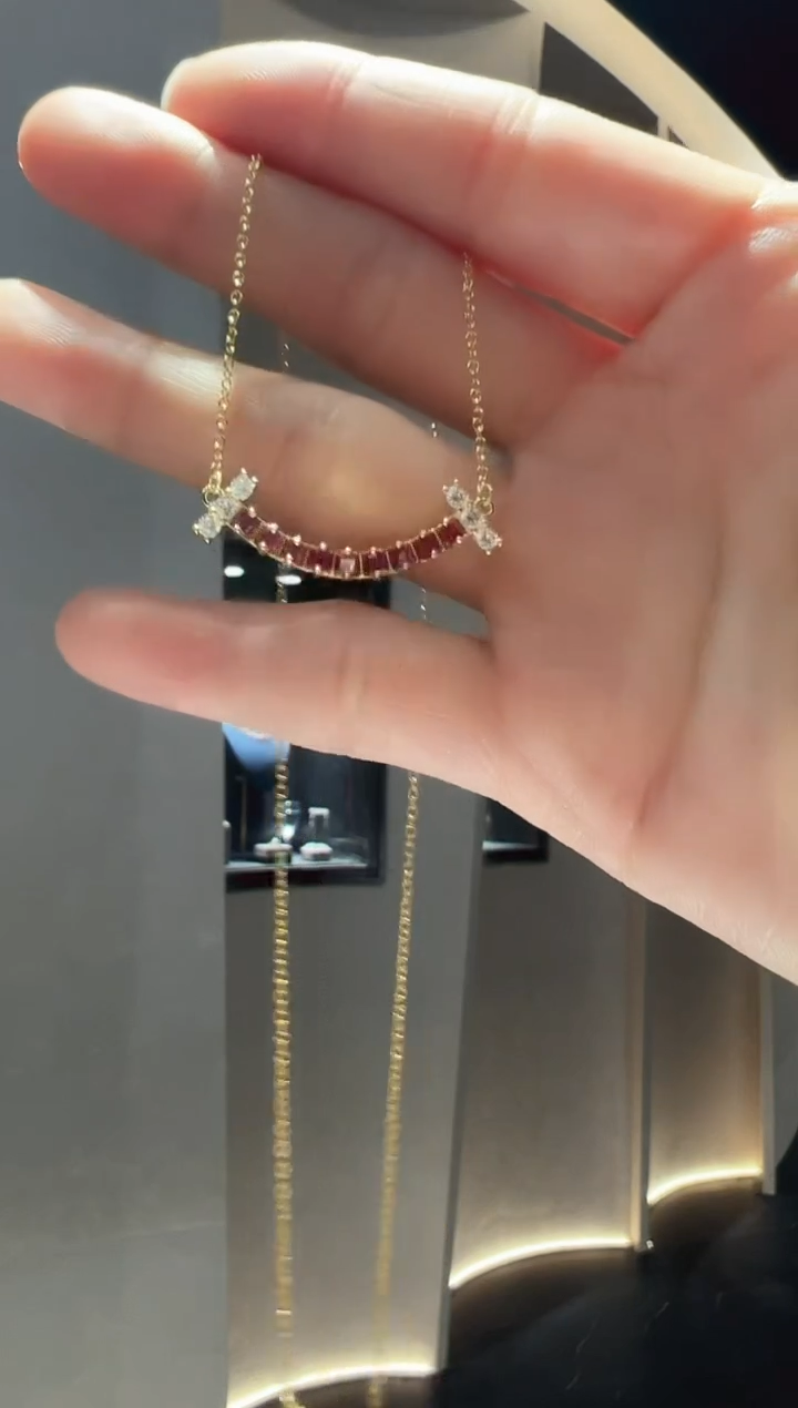 【闪购商品】红宝石吊坠(赠链)银S925镶嵌45】金色