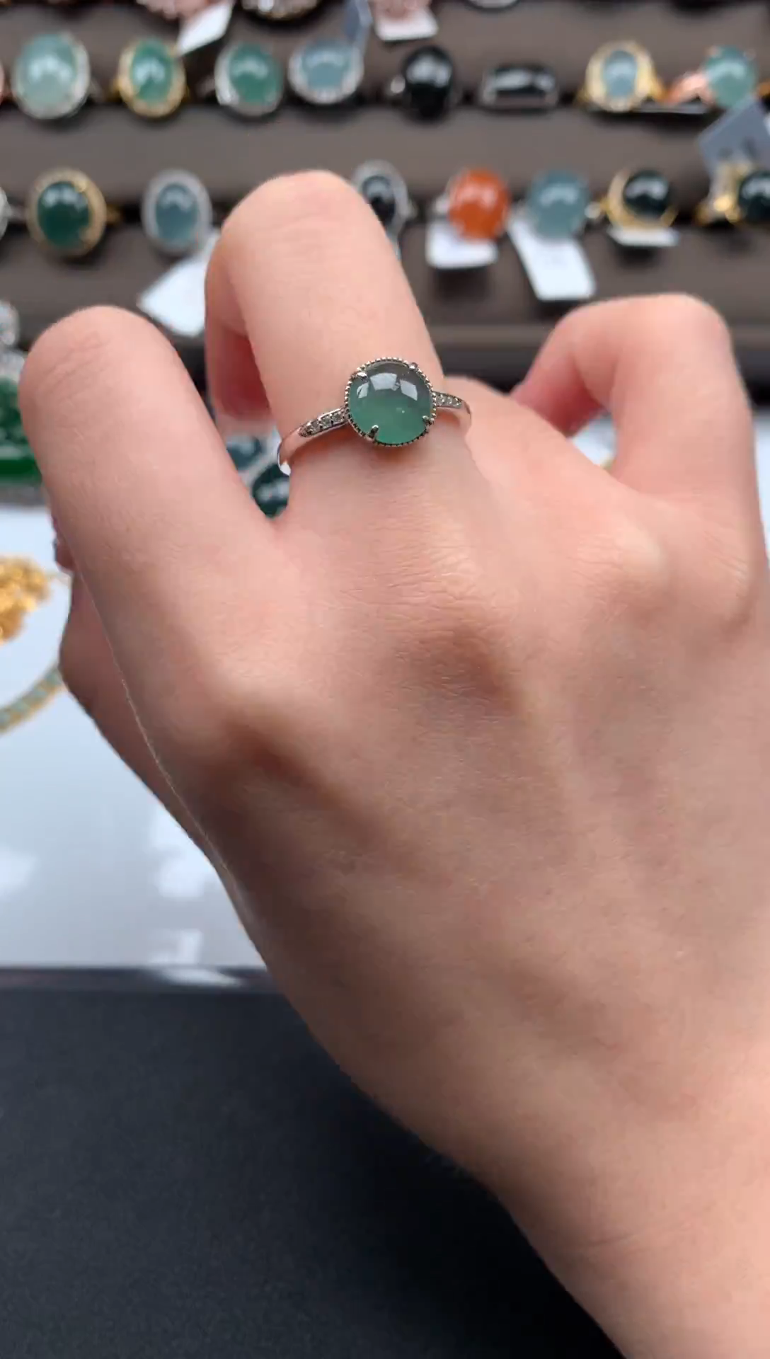【闪购商品】翡翠戒指银S925镶嵌52141
