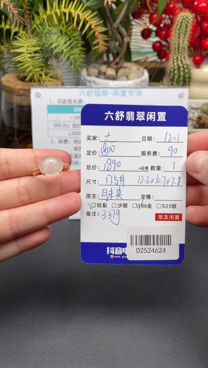 18K金镶嵌戒指翡翠?**子D2524624