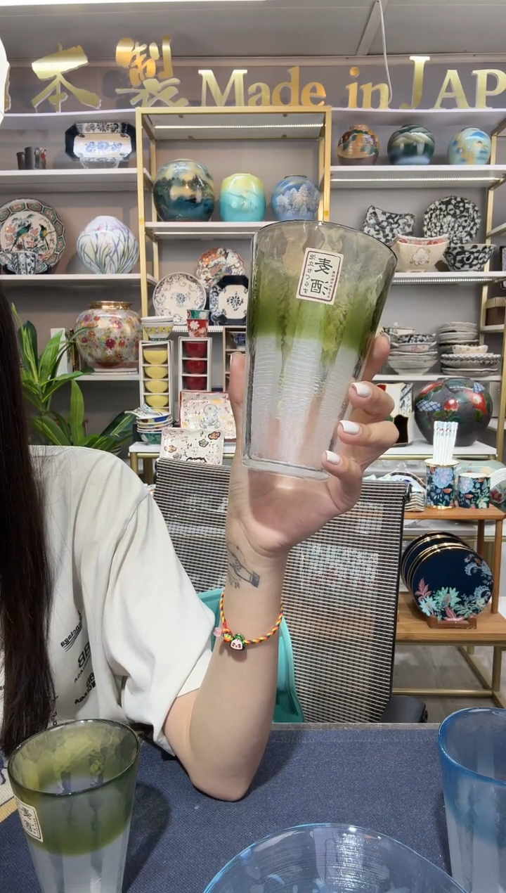 瓷400ml阔口杯-杯口淡绿一只