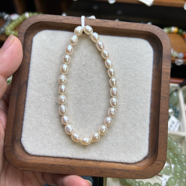 天然珍珠米珠手链女5-7mm