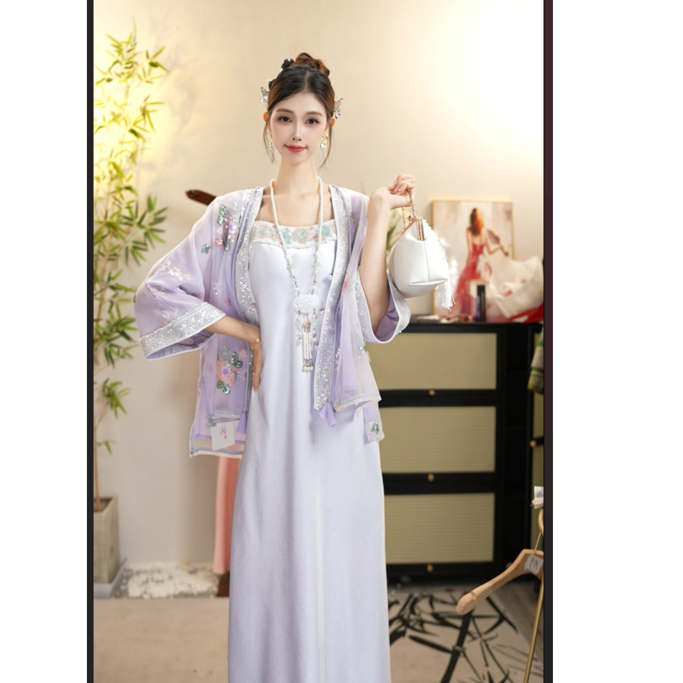 花想容2025春季新款中国风古风飘逸日常紫鸢外套（6713+6643）