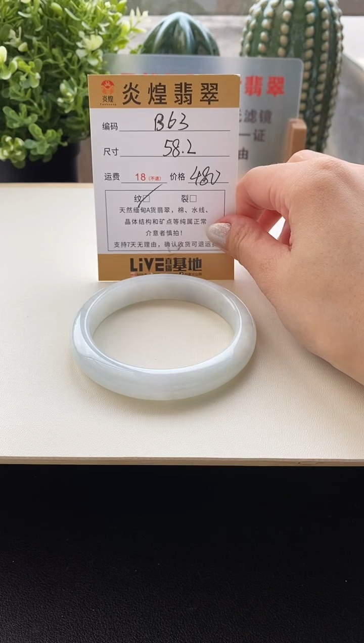 未镶嵌手镯翡翠圈口58.2编码B63