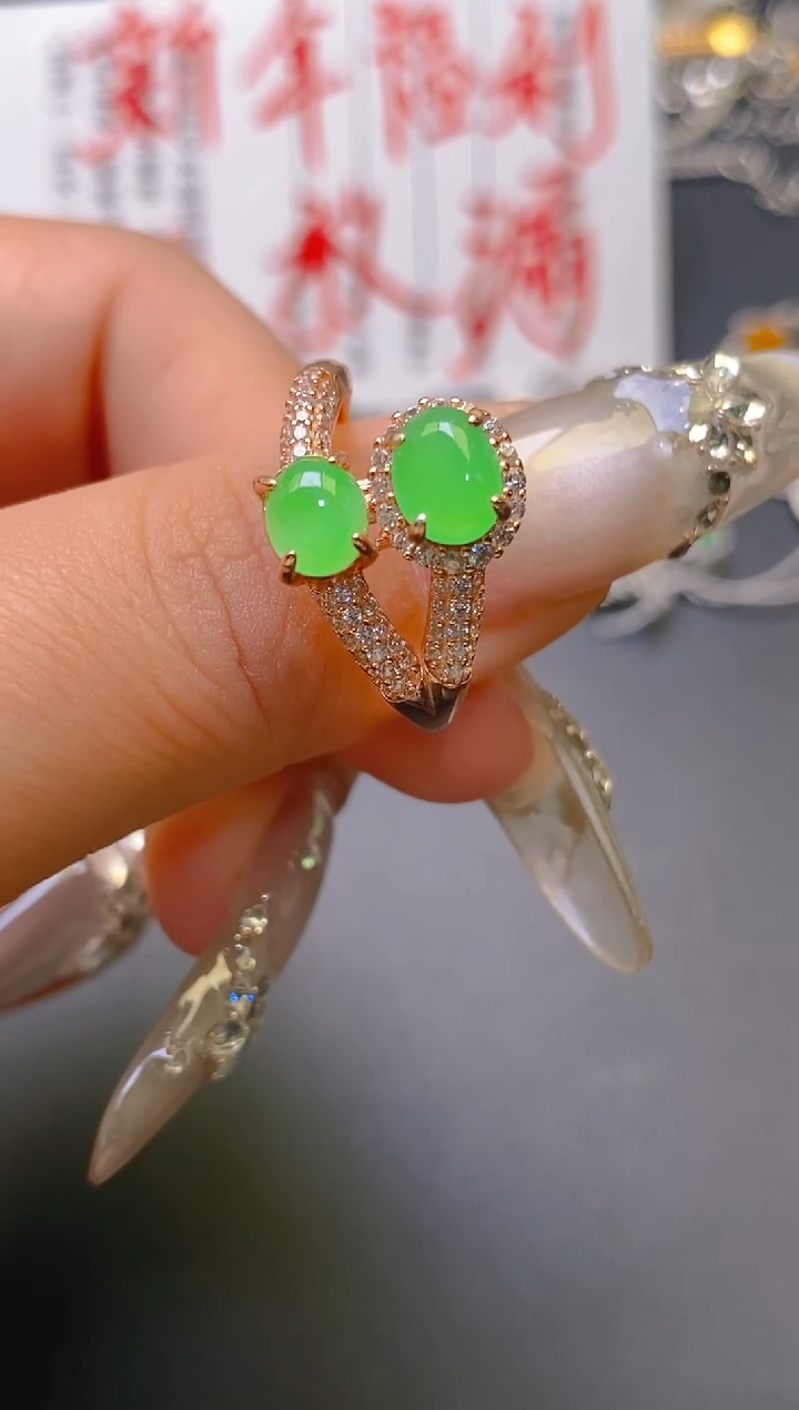 【闪购商品】翡翠耳饰银S925镶嵌天然A货翡翠1