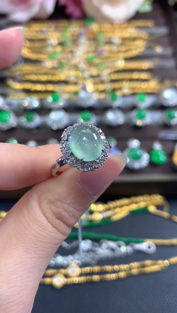 18K金镶嵌戒指翡翠b37多样性一件发