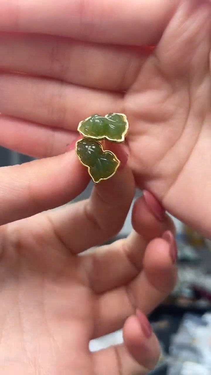 银S925镶嵌和田玉耳饰（多样性发一件）