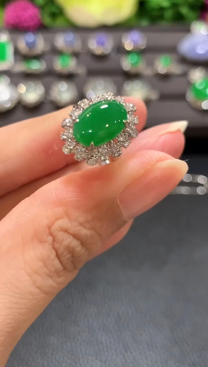 18K金镶嵌戒指翡翠b150   