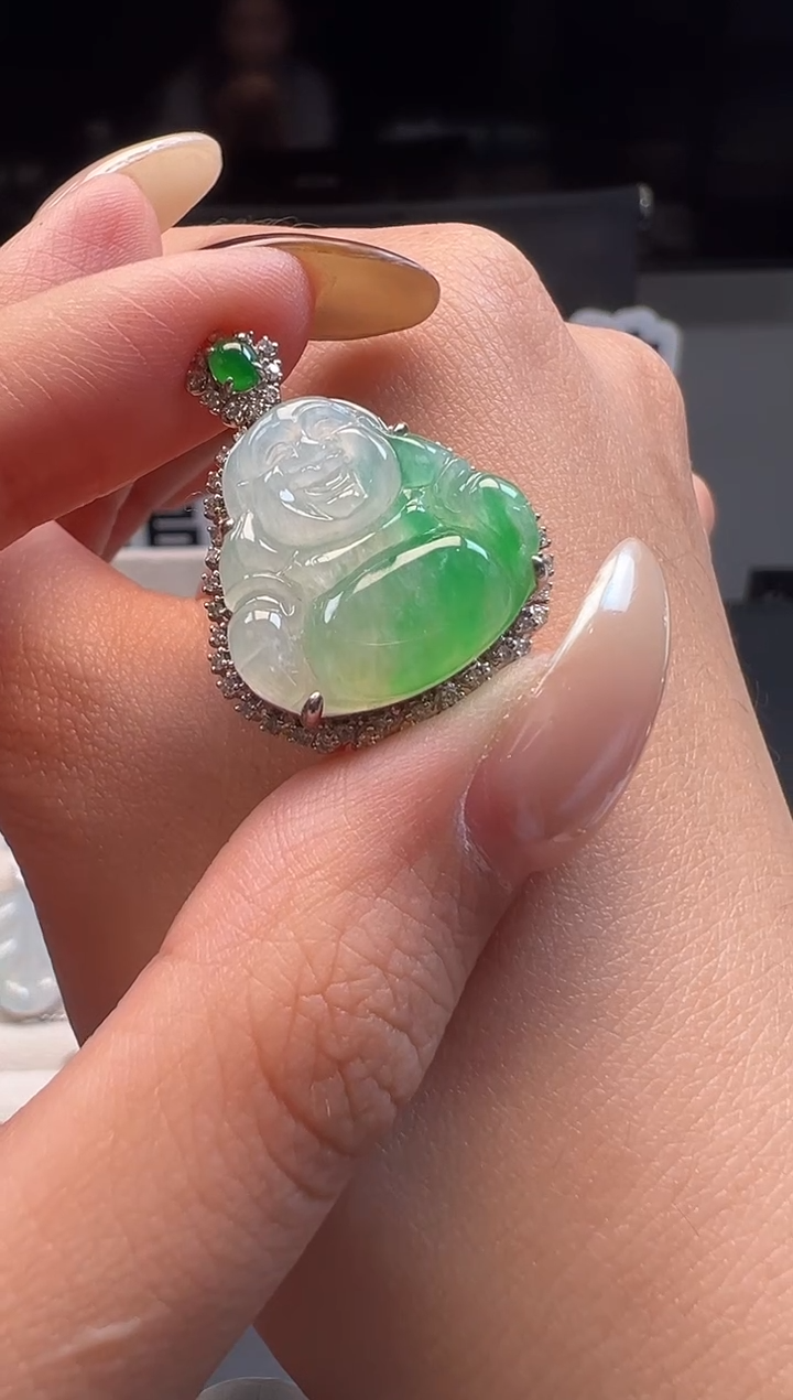 吊坠(不含链)18K金镶嵌翡翠 缅甸珠宝严选