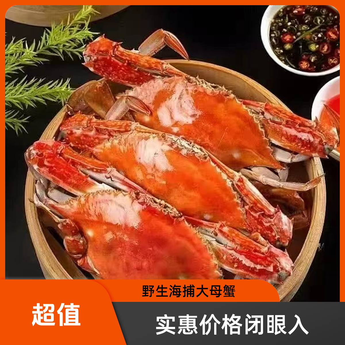 【精品大母蟹】野生海捕梭子蟹 鲜活锁鲜4-6两/只 8只4斤左右【冻蟹】