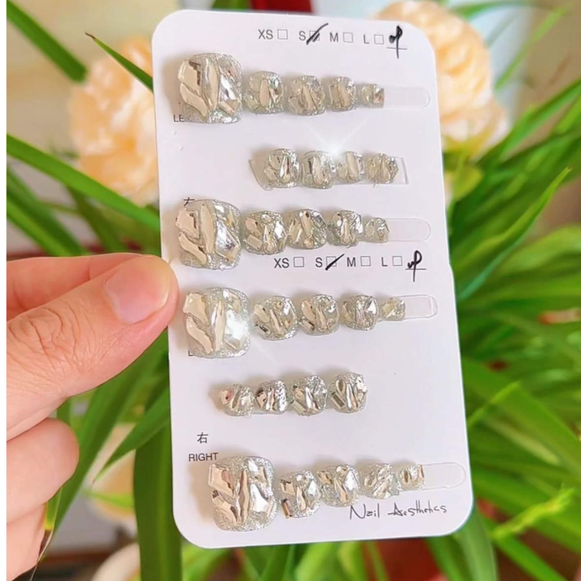 【满钻】14片纯手工新款显白高级可拆卸脚趾甲穿戴甲片夏季简约时尚