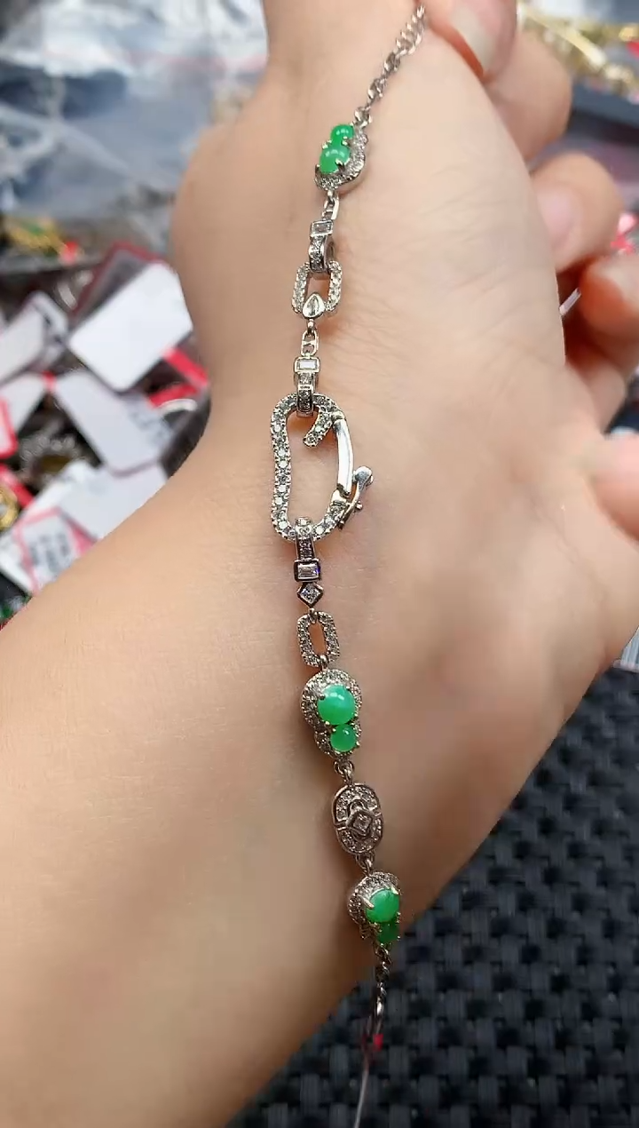 银S925镶嵌戒指翡翠天然A货缅甸翡翠