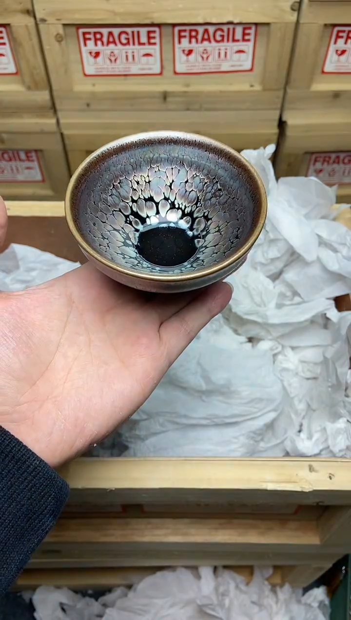 茶盏落英缤纷 紫金 建盏主人杯