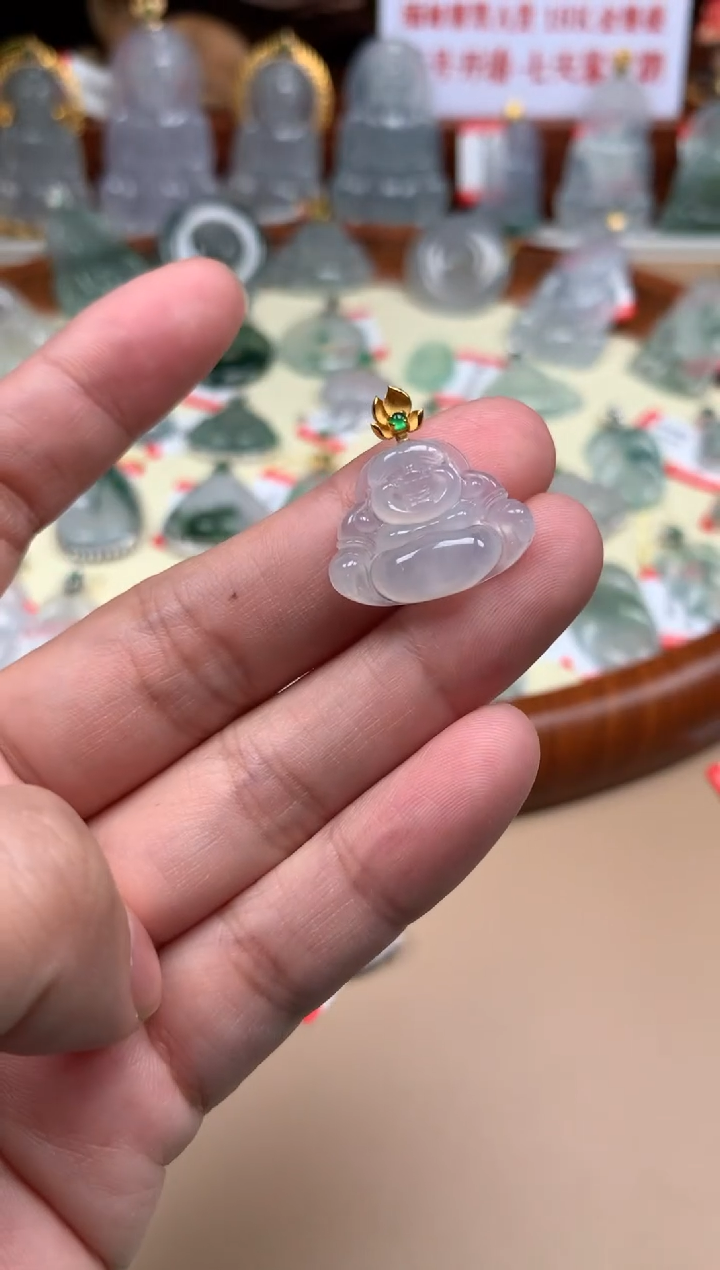 【闪购商品】翡翠颈饰18K金镶嵌佛公