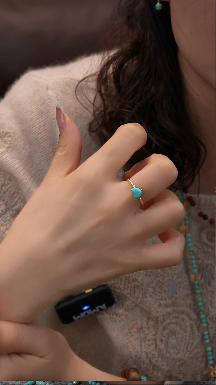 银S925镀金镶嵌绿松石戒指11111