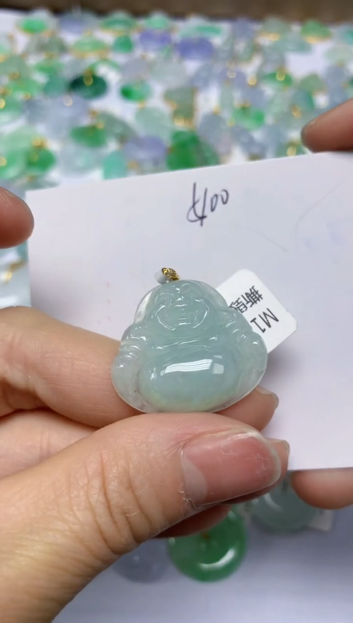 【闪购商品】翡翠挂件18K金镶嵌 天然翡翠A货