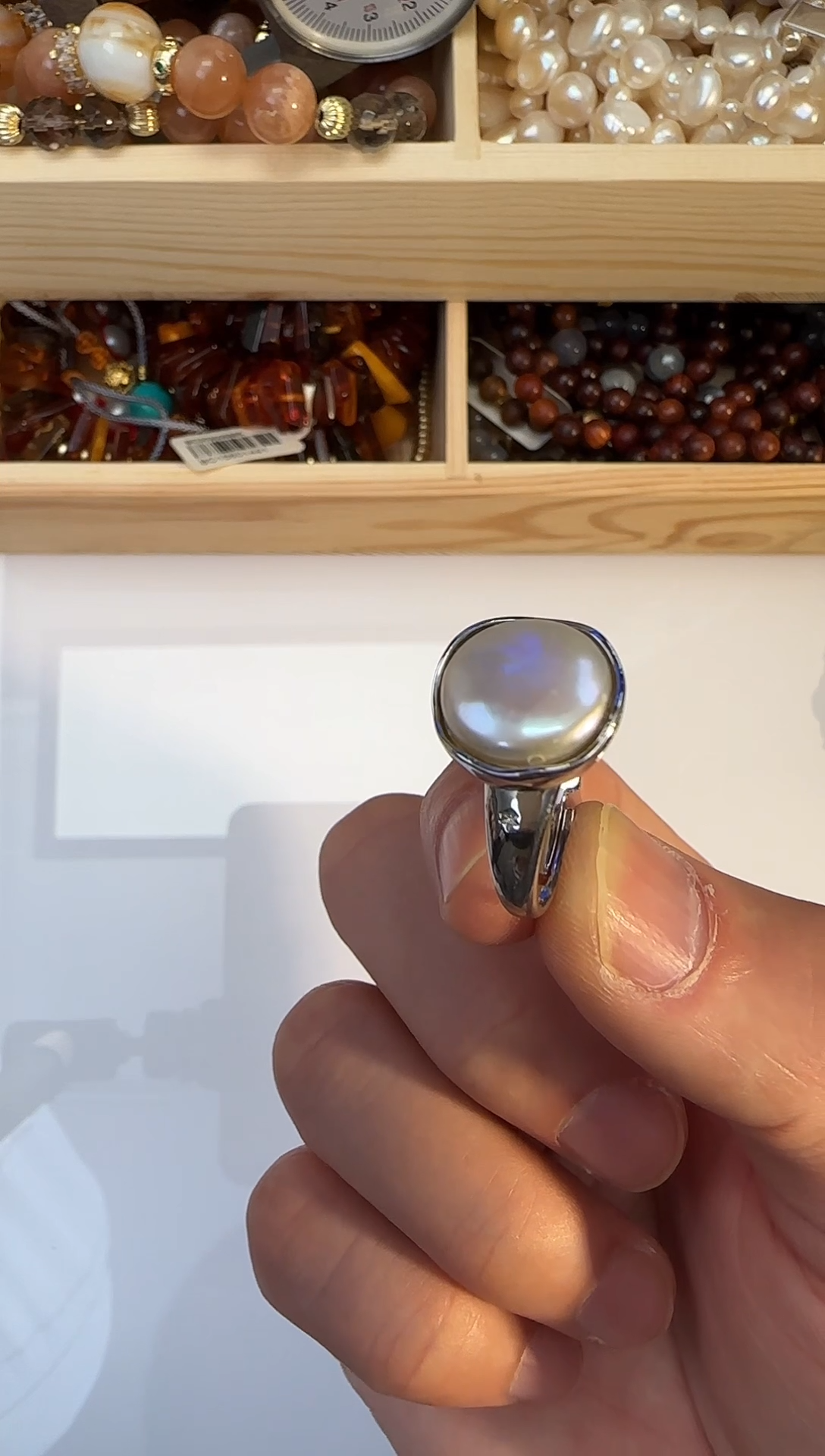 【闪购商品】淡水珍珠戒指银S925镶嵌珍珠戒指59