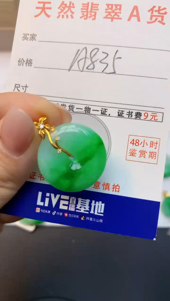 颈饰18K金镶嵌翡翠天然A货缅甸翡翠百元以上9元证书费自理